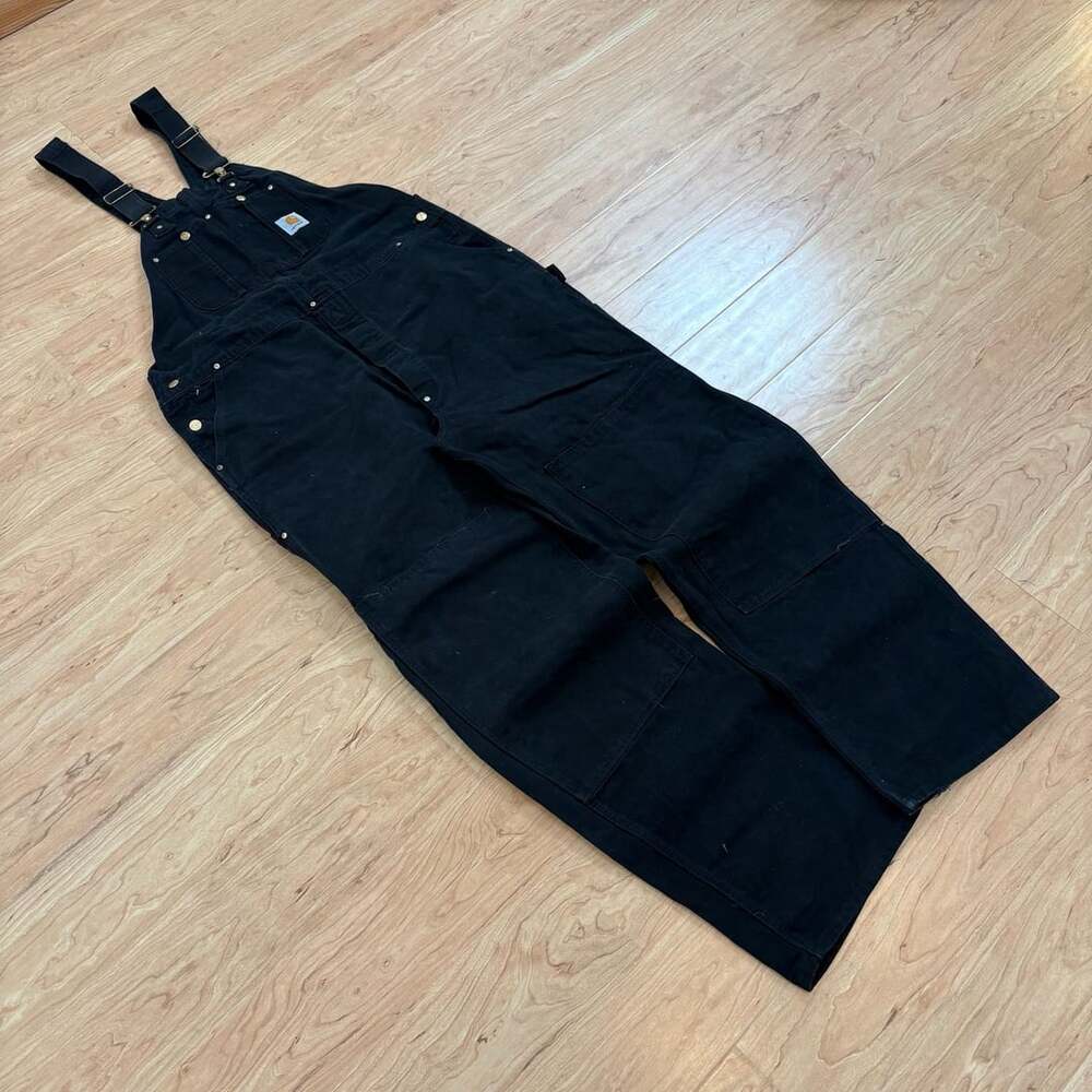 Carhartt Black Double Knee Duck Bib Overalls
